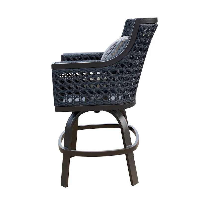 Monterey Patio Motion Swivel Bar Stool Chair with Accent Pillow - N/A