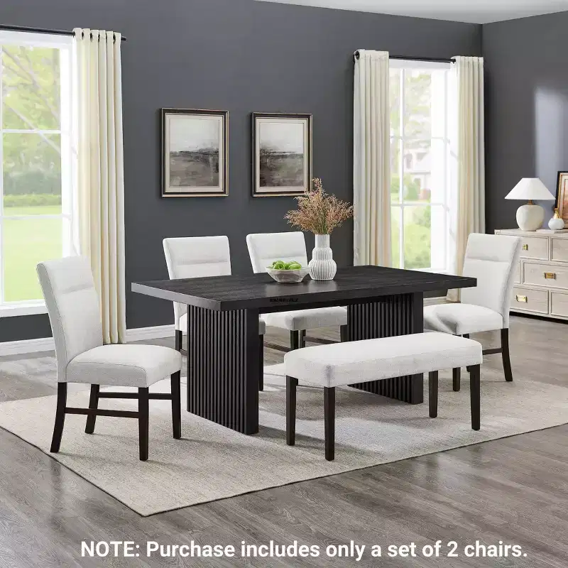 Roundhill Furniture Madison Contemporary Upholstered Dining Chairs, Set of 2, Gray
