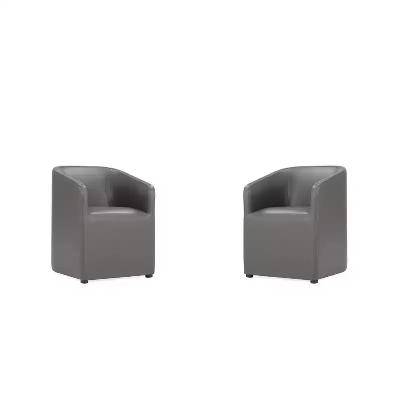 Set of 2 Anna Modern Round Faux Leather Dining Armchairs - Manhattan Comfort