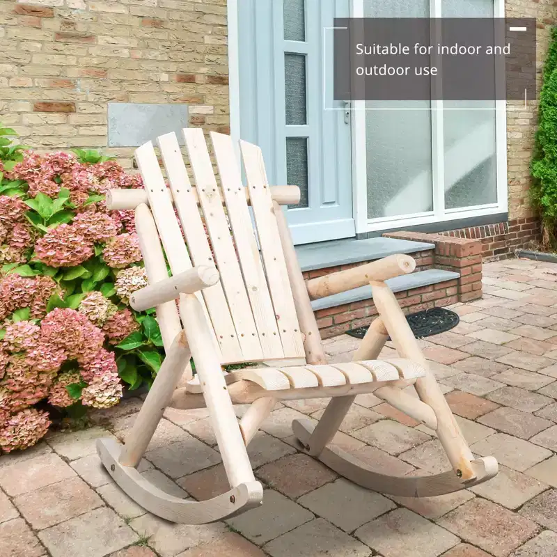 Karl Home | Natural Wood Patio Rocking Chair