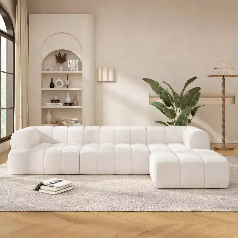 Christopher Knight Home Keri 122 Modern L-Shaped High-Density Foam Sectional Sofa with Low Backrest