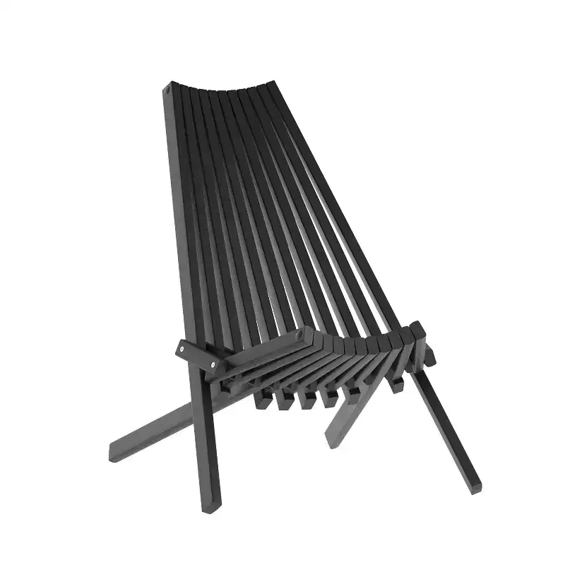 Merrick Lane Indoor/Outdoor Solid Acacia Wood Low Profile Lounge Folding Chair for Use with Backyard, Patio, Sunroom, Porch, Garden