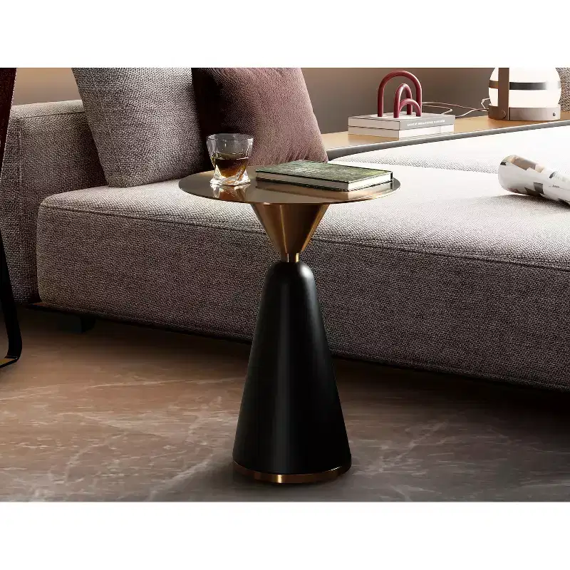 25 in.H Black Color Round Stainless Steel Table Top End Table 1 -piece