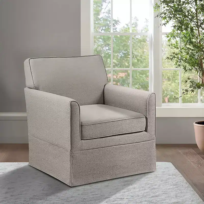 Slipcover Accent Armchair – Track Arm, Skirted Base, Removable Cushion