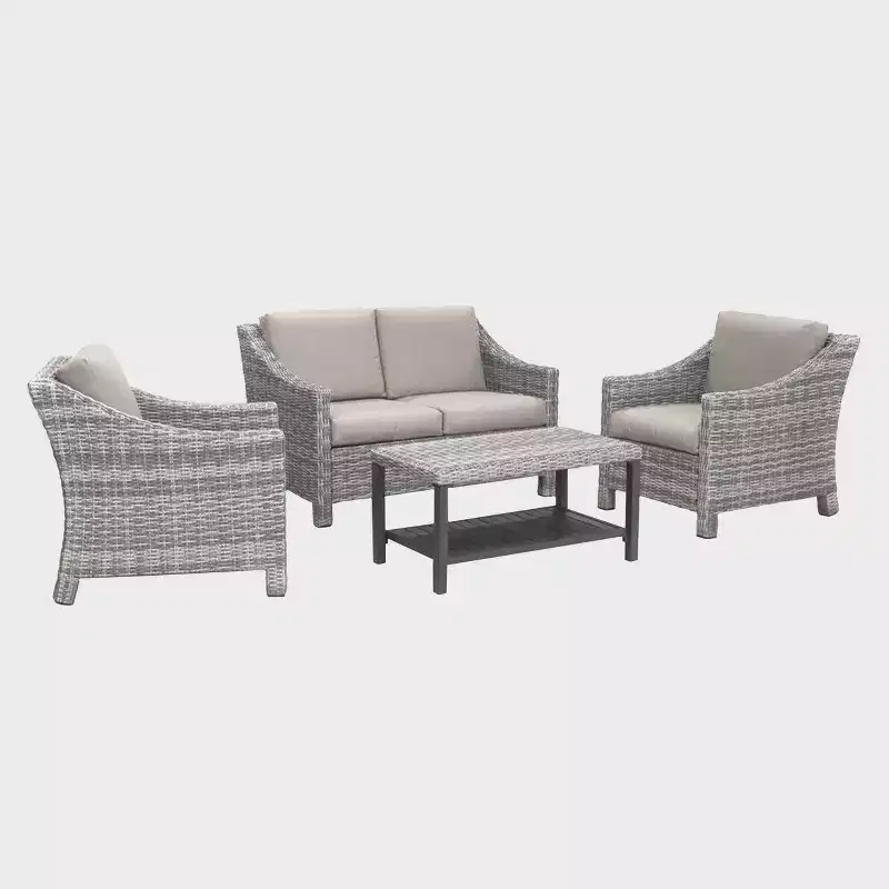 Leisure Made Marietta 4pc Wicker Seating in Tan Fabric
