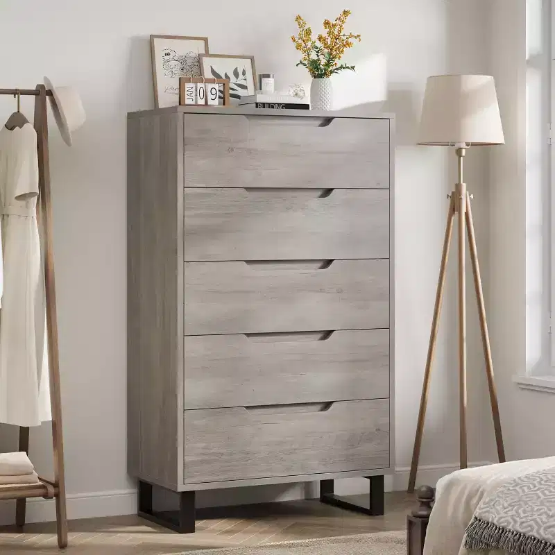 5 Dresser for Bedroom, 51 Tall Dresser, Freestanding Vertical Drawer Cabinet with Storage, Wooden Closet Storage Chest for Living Room, Bedroom