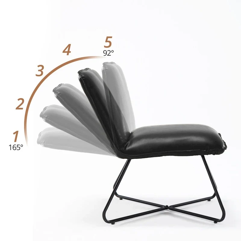 Mid Century Faux Leather Accent Chair With Adjustable Backrest Set of 2 - 31.5 H X 22.2 W X 23.6 D