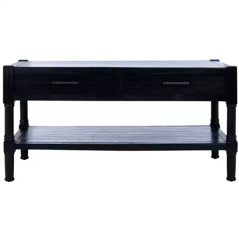 2-Drawer Rectangle Coffee Table with Storage, Black, 37.75