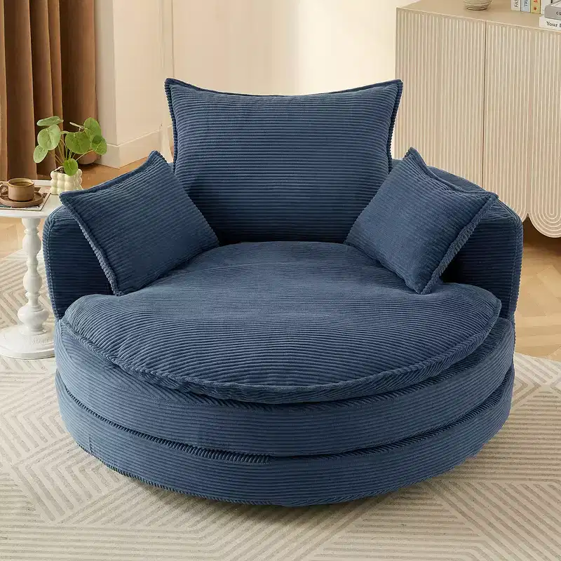 360 Swivel Barrel Chair with Dual-Layer Cushion Design