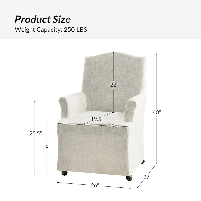 Alethea Upholstered Slipcover Arm Dining Chair with Soild Wood Legs by HULALA HOME