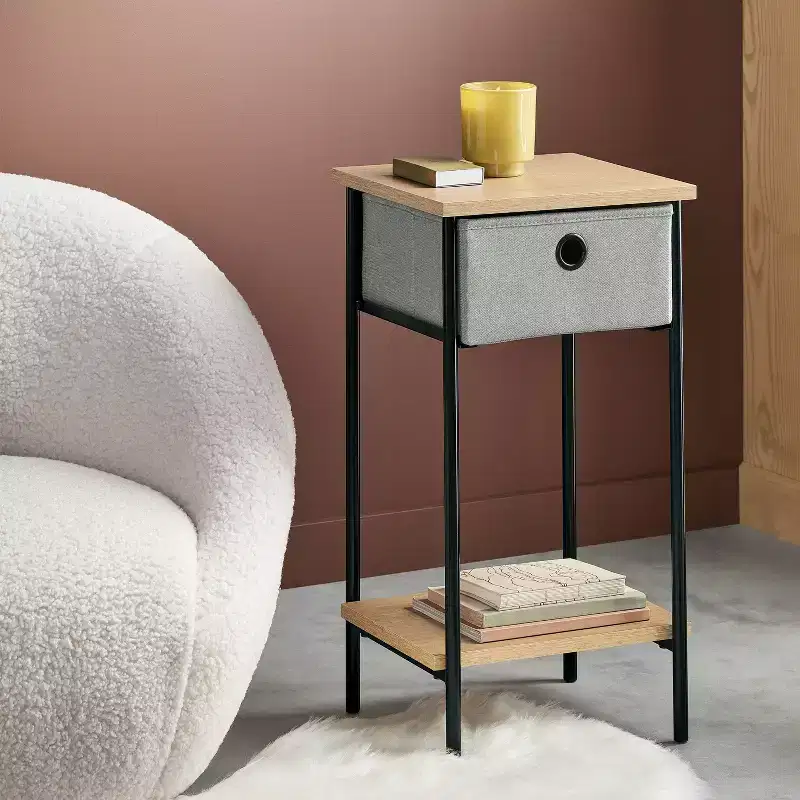 Fabric Bin Side Table Black Frame - Room Essentials™
