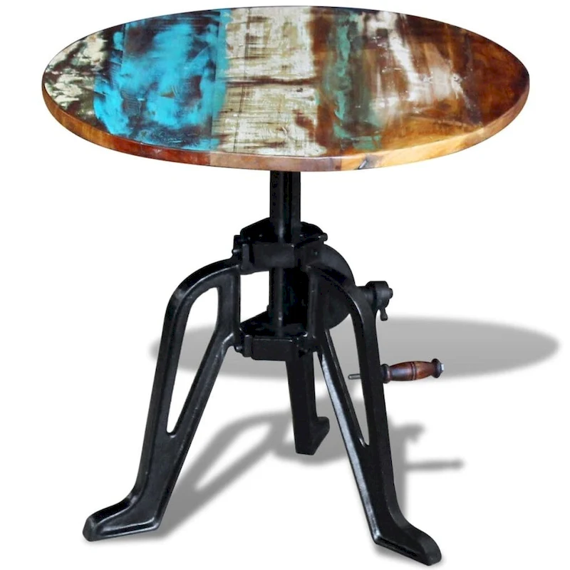 vidaXL Side Table Round Coffee End Table Sofa Table Solid Wood and Cast Iron
