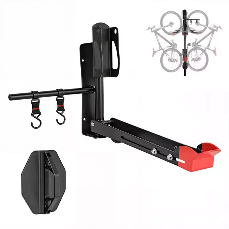 Black Swivel Foldable Bike Wall Mount, Adjustable Bicycle Hanger for 20-29 in Wheels, Heavy Duty Garage Storage (1-Pack)