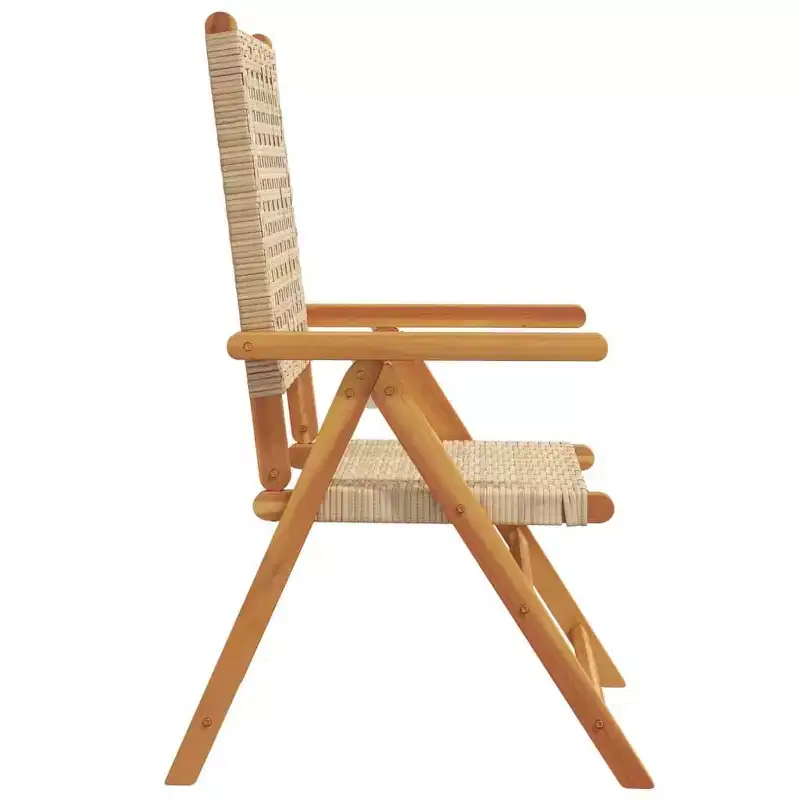 vidaXL Garden Chair Set of 2 Beige Solid Acacia wood, Poly Rattan