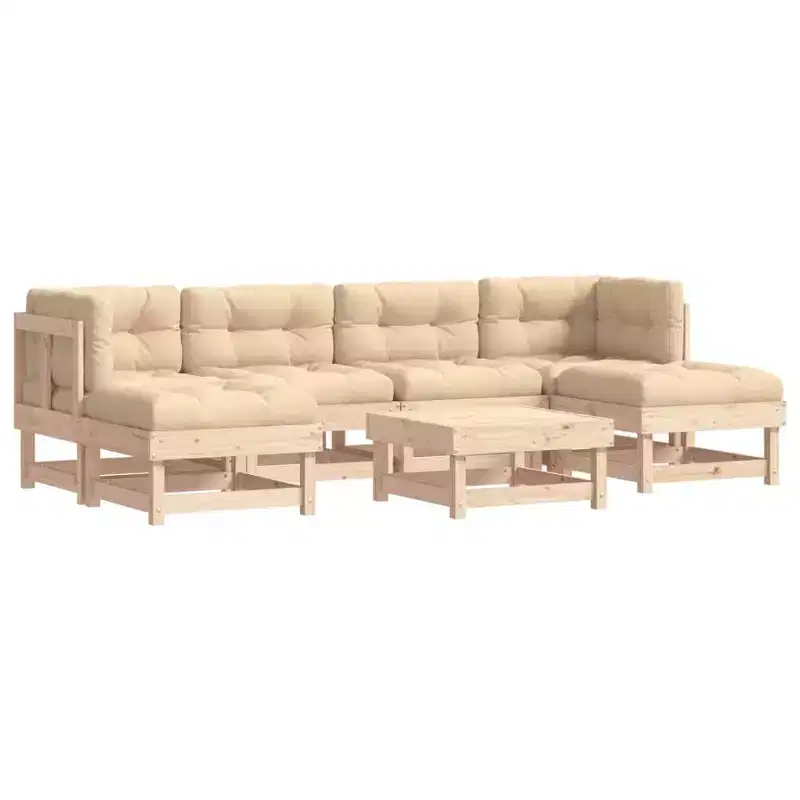 vidaXL Outdoor Lounge Set with Cushions - Rustic Solid Wood