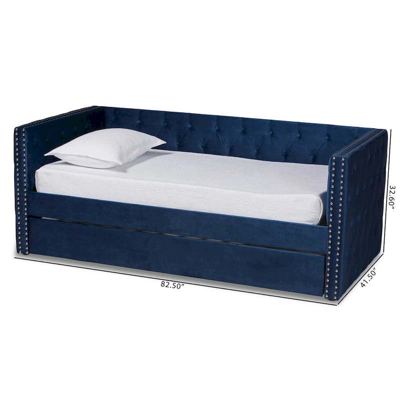 Larkin Modern Velvet Fabric Upholstered Daybed with Trundle