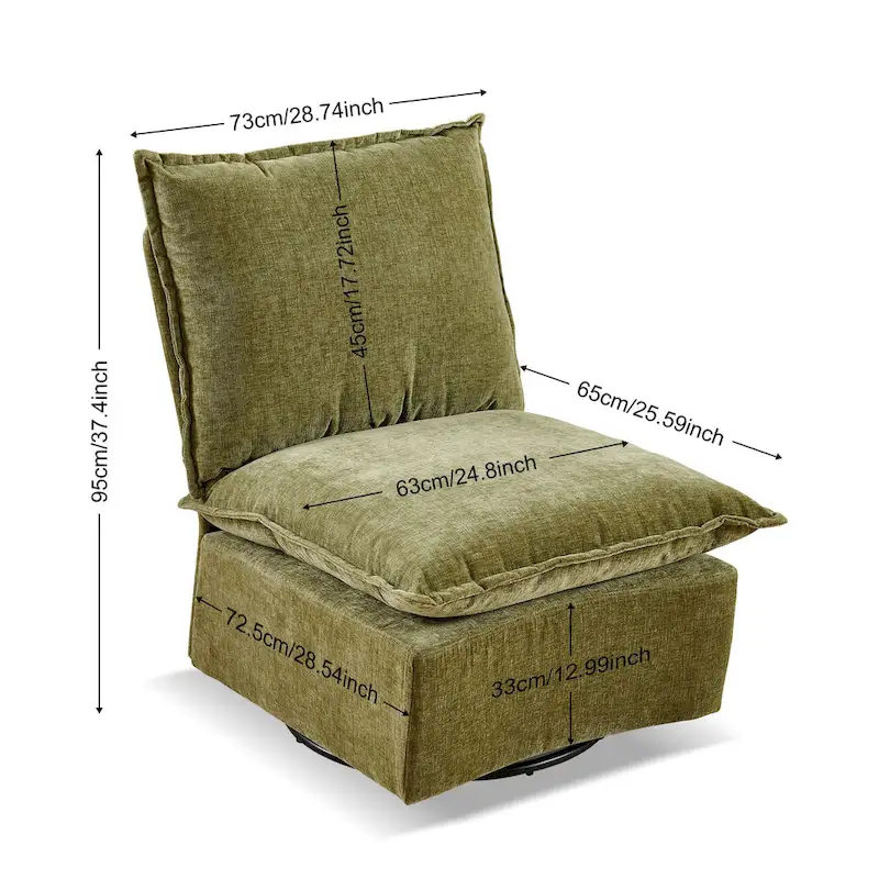 Green 28.74 Chenille Upholstered Swivel Rocking Chair