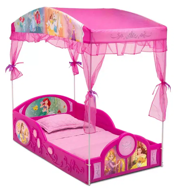 Toddler Canopy Bed with Play Enclosure
