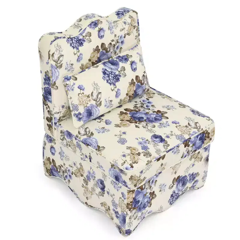 Flannel Single Dining Chair with Soft Cushion, Backrest & Matching Waist Pillow – No Armrests