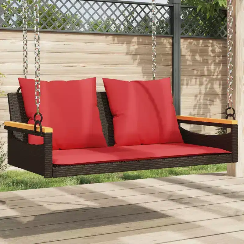 vidaXL Patio Swing Bench Brown, Red