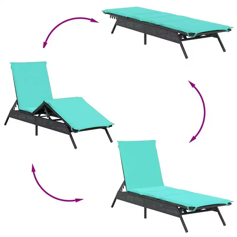 vidaXL Patio Sun Lounger PE rattan Extra Long Adjustable Footrests