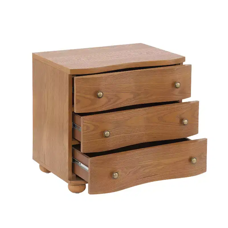 Christopher Knight Home Chaeryeong Modern Wooden 3-Drawer Nightstand with Curved Front Design