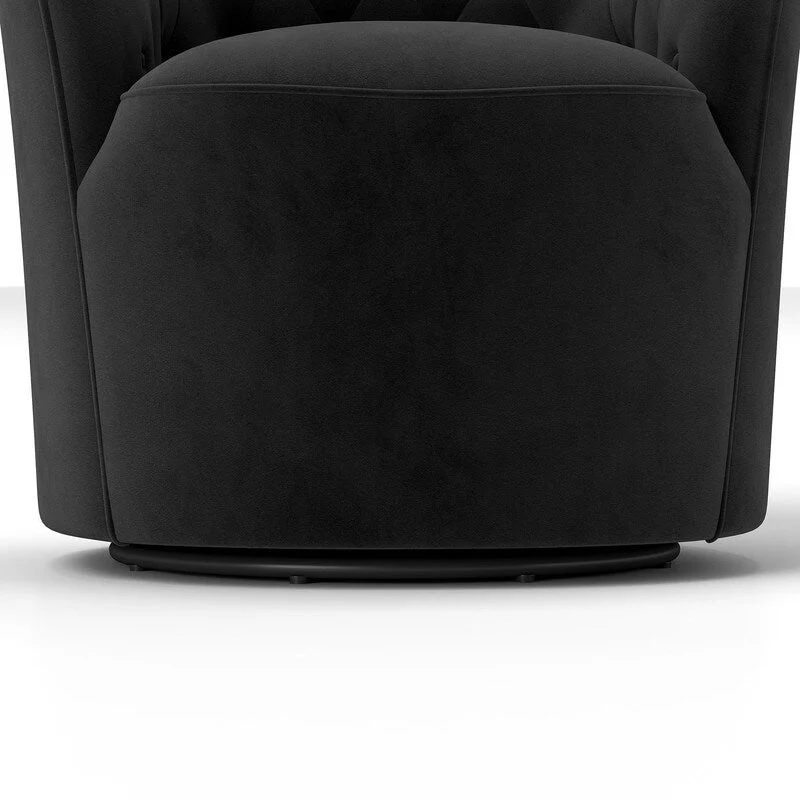 SEYNAR Modern Velvet Upholstered 360 Degree Swivel Barrel Chair with Button Tufted Back Set of 2