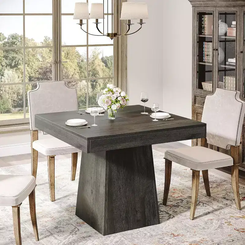 MDF Square Dining Table 31.5''W x 29.53''H with Pedestal Base