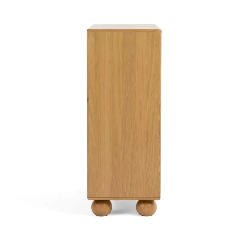 4-Drawer Solid Oak Wood Chest with Gold Handles, Ball Bearing Glides & Felt-Lined Drawers