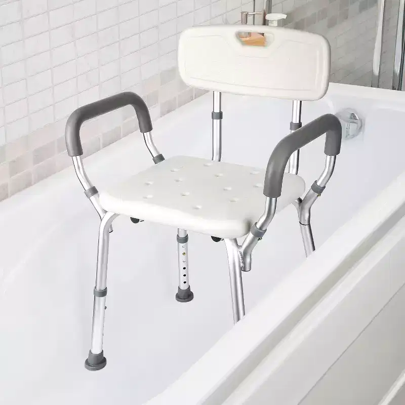 COZONY Shower Chair with Padded Armrests, Adjustable Height Shower Bench 350LB Capacity