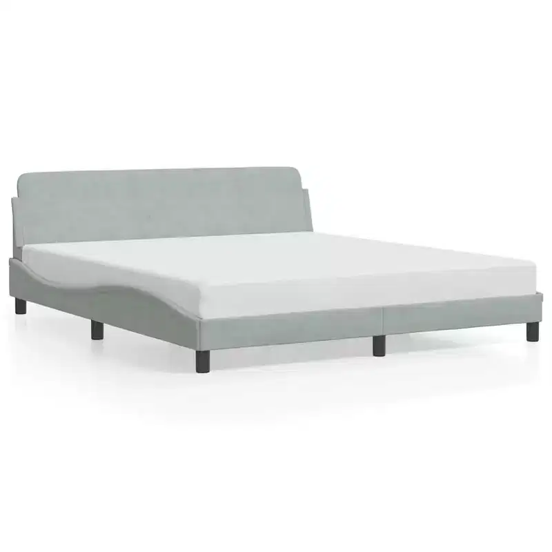 Bed FrameVelvet, Metal, Solid Pine Wood, Plywood Queen