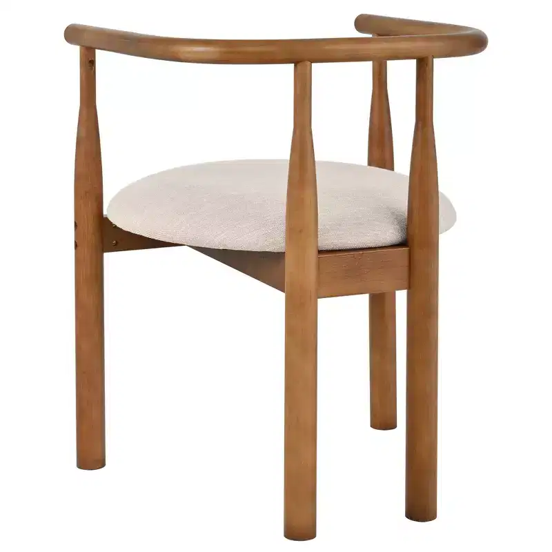GDFStudio Katya Mid-Century Modern Rubberwood Upholstered Dining Chairs with Curved Backrest (Set of 2)