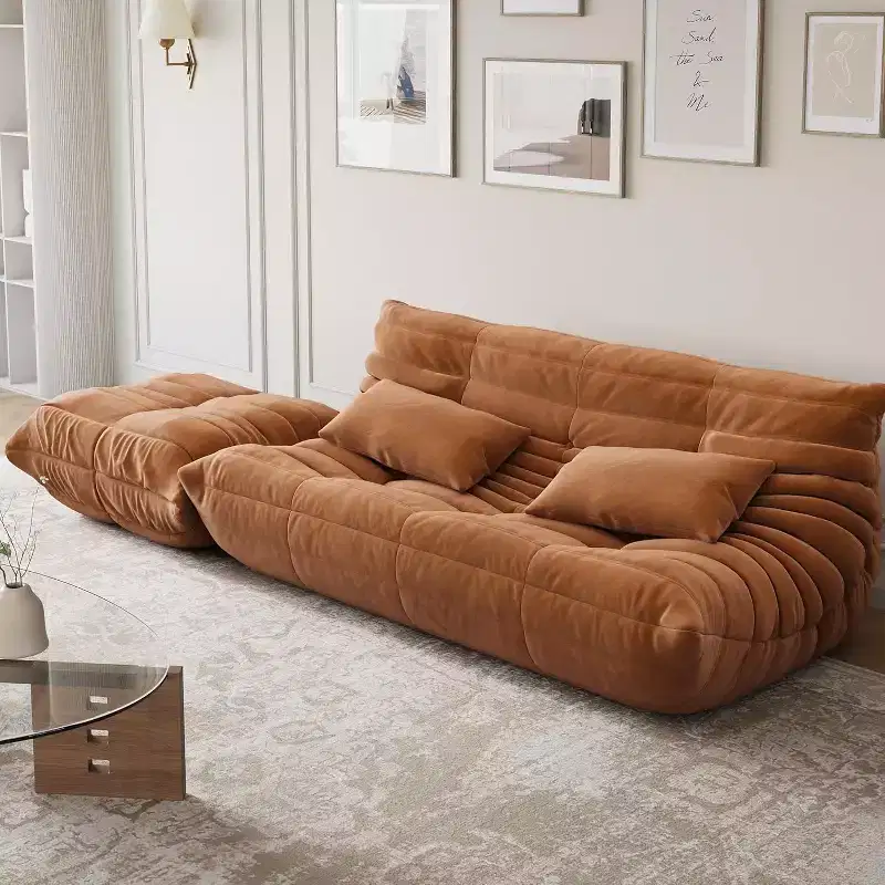 Oversized Bean Bag Sofa & Ottoman, Pet-Friendly Faux Suede Loveseat for Living Room & Office