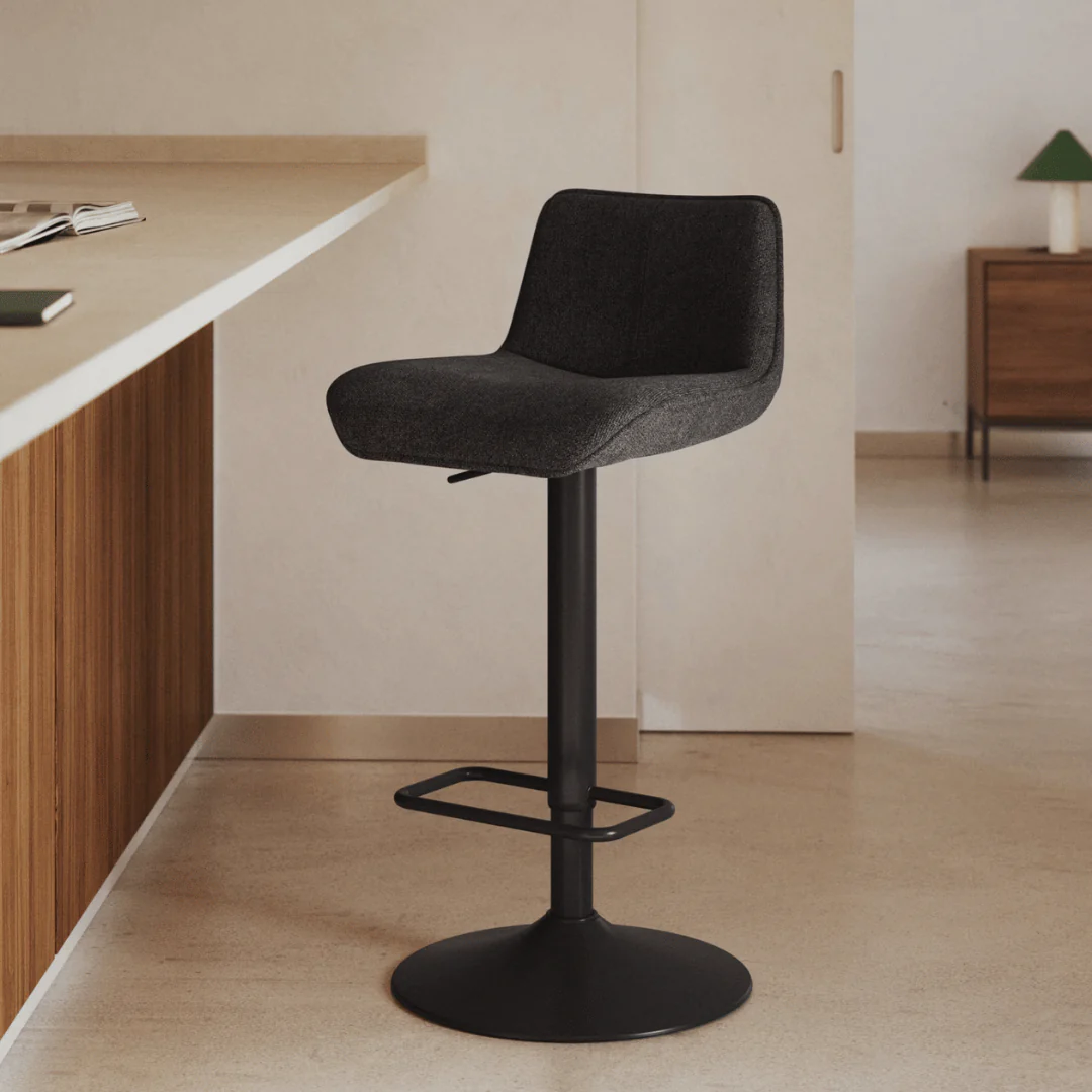 Black Steel Barstool with Upholstered for Kitchen