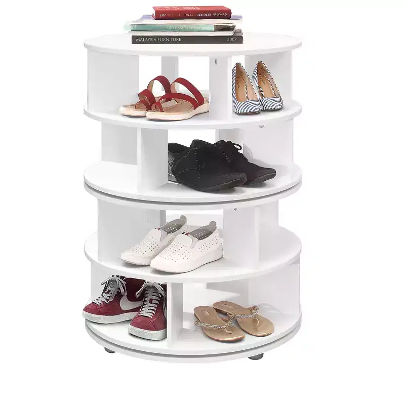 4-Tier 360° Rotating Shoe Rack, Holds 16 Pairs, Lazy Susan Shoe Organizer, Chocolate Finish