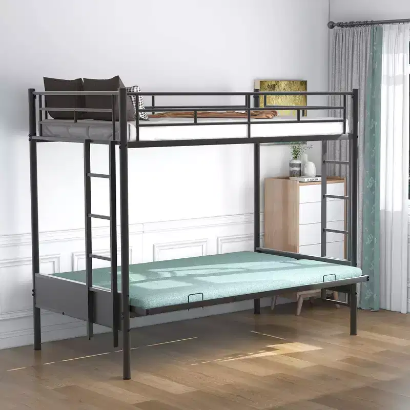 Metal Twin over Full Bunk Bed with Adjustable Lower Bunk 72''H x 78''W x 41.4''D