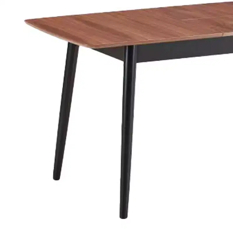 63-Inch Extension Dining Table - Natural Wood & Black, Seats 6