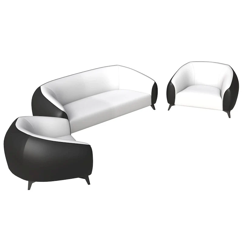 3-Piece Sofa Set Upholstered PU Leather with Solid Wood Frame and Steel Legs Opula Series by LeisureMod