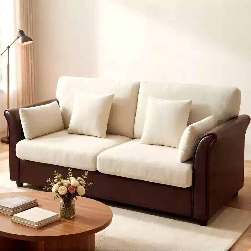 Dyonery 79-inch multi-color two-seater sofa in vintage brown leather,Solid wood sofa, suitable for the living room