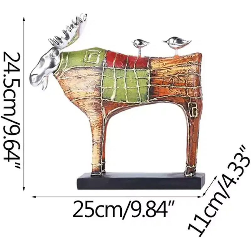 Elk & Two Birds Resin Sculpture - European Style Decor, Eco-Friendly Crafted Artwork