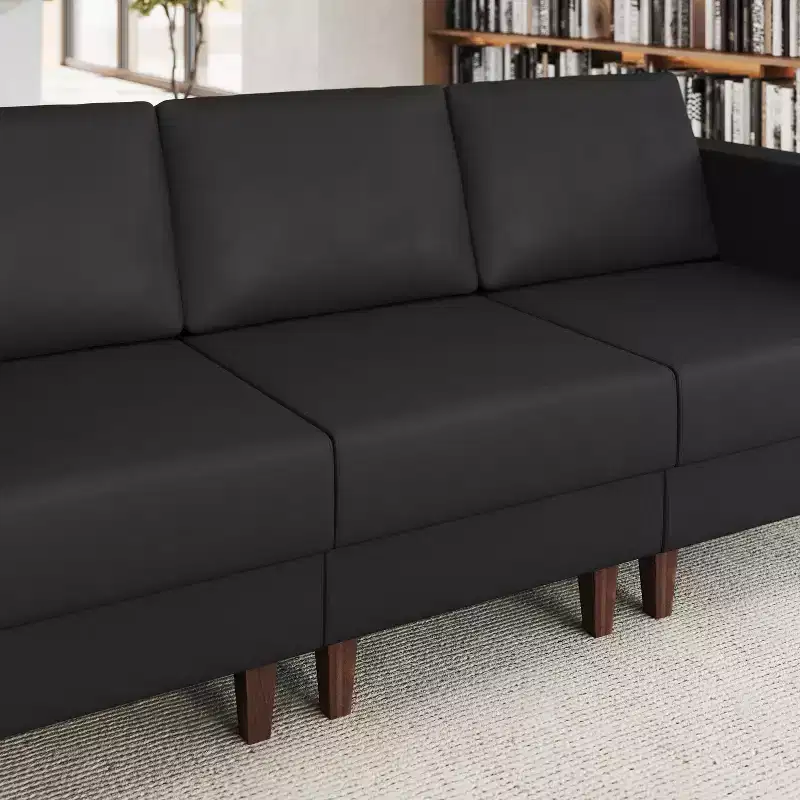 Flash Furniture HERCULES Artemis Upholstered Middle Reception Chair with Wooden Walnut Legs with Adjustable Floor Glides