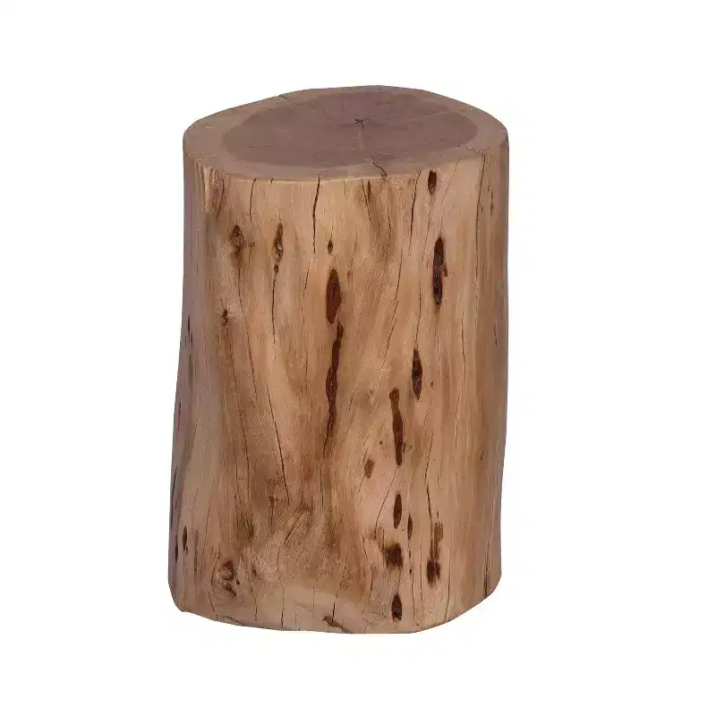 The Urban Port 17 Accent Stump Stool End Table Live Edge Acacia Wood Log with Grain and Knot Details Natural Brown
