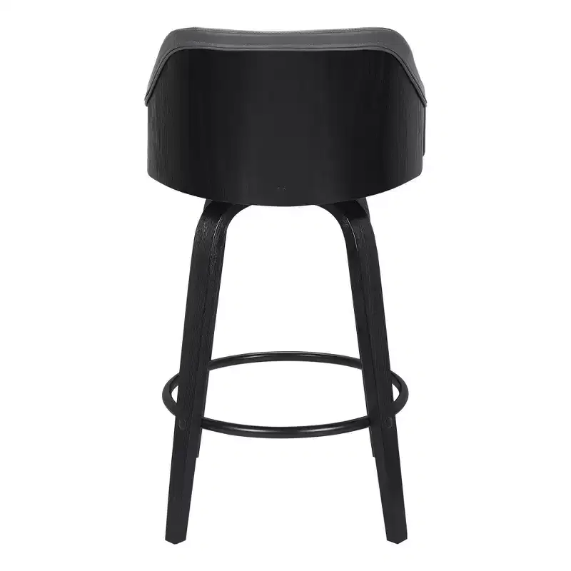 30" Alec Bar Height Swivel Barstool Black/Gray - Armen Living
