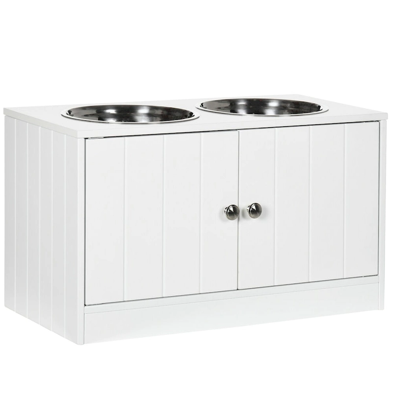 Large Elevated Dog Bowls,Storage Cabinet Containing Large 44L Capacity, Raised Dog Bowl Stand Pet Food Bowl Dog Feeding Station
