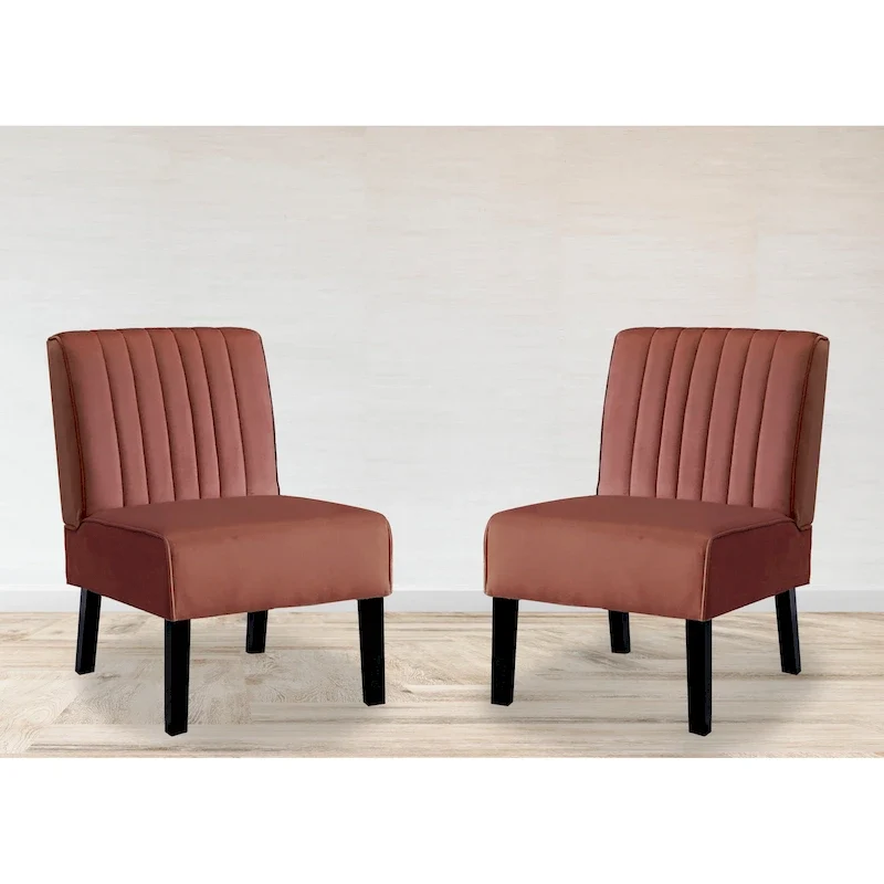 US Pride Nightingale Velvet Stripe Back Accent Chair Set of 2