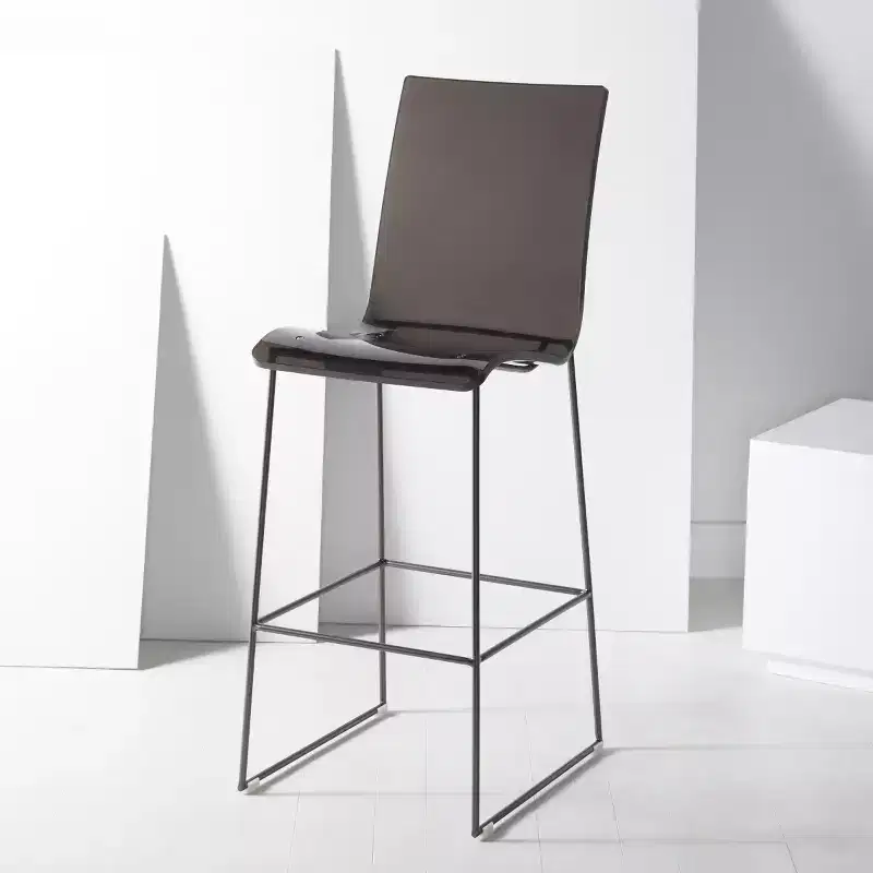Bryant Acrylic Barstool - SFV2564 - Smoke Grey/Gunmetal - Safavieh Couture