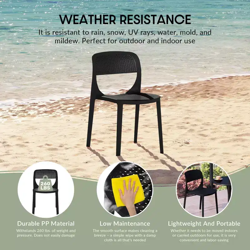 WestinTrends Playa Modern Stackable Plastic Resin Patio Dining Side Chair (Set of 2)