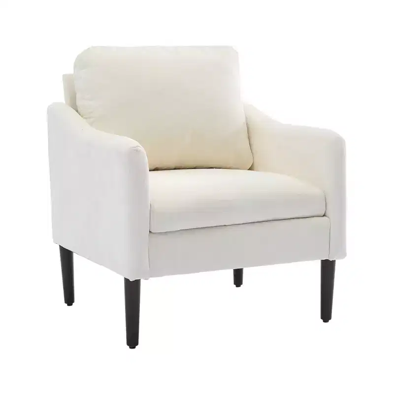 Beige / Black / Green / Orange Chenille Accent Chair, Curved Armchair for 1, Single Sofa Seat