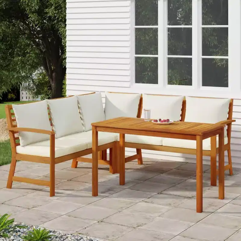 vidaXL Patio Dining Set Acacia wood with cushions