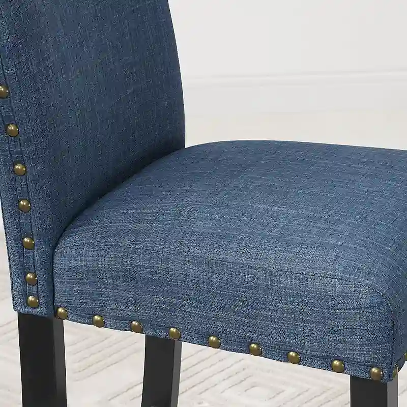 Modern Style 3-Piece Dining Set with Round Bar Table and 2 Nailhead Pub Chairs
